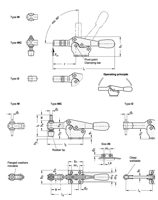 Stainless Steel Toggle Clamps GN 820 sketch