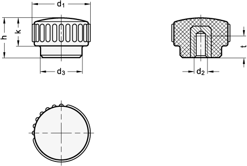 Knurled Nuts bushing brass GN 530 sketch