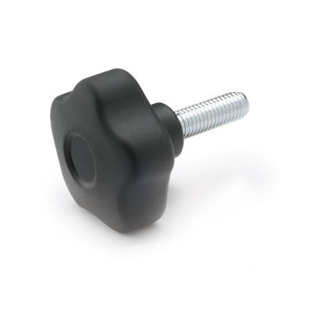 Softline Star Knobs with Threaded Stud steel  zinc plated GN 5337.6