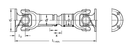 Hochleistungs Kardangelenkwelle mit Flansch HA 100 Skizze