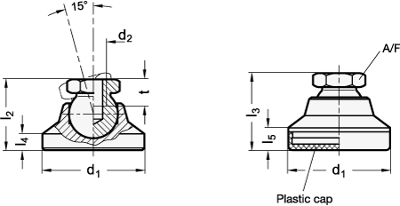 Stainless Steel Leveling Feet GN 343.5 sketch
