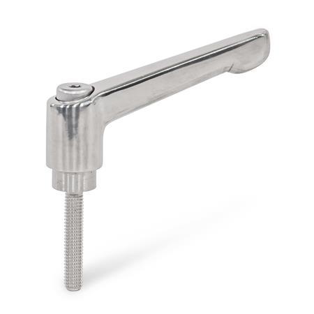 Adjustable Stainless Steel Hand Levers with threaded stud GN 300.6