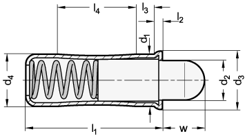 Federnde Edelstahl Druckstuecke GN 614.4 Skizze