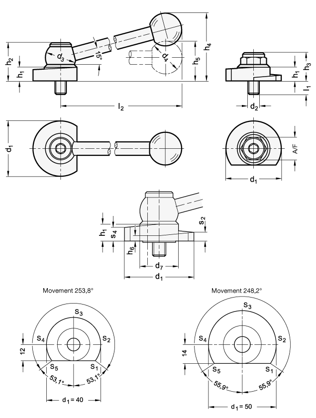 Stainless Steel Clamping Bolts GN 918.6 sketch