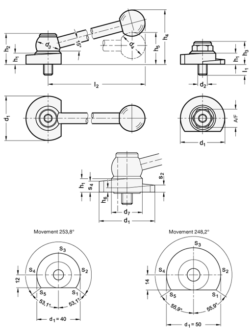 Stainless Steel Clamping Bolts GN 918.6 sketch