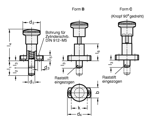 Rastbolzen Stahl  brueniert GN 817.3 Skizze