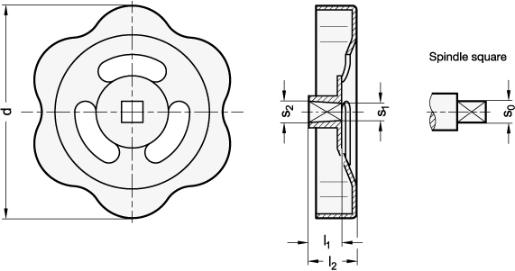 Pressed Steel Handwheels plastic coated GN 227.6 sketch