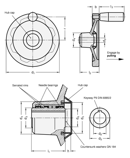 Safety Handwheels rim polished GN 321.6 sketch