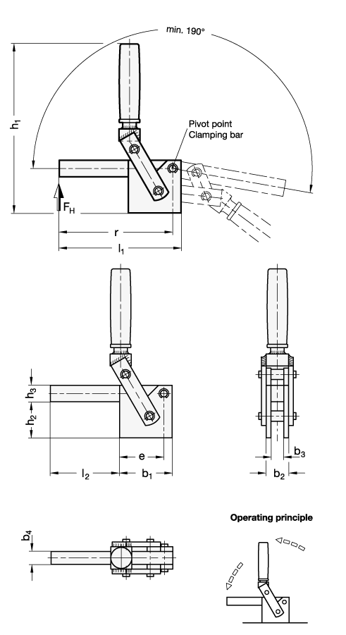 Toggle Clamps Steel  blackened GN 813 sketch