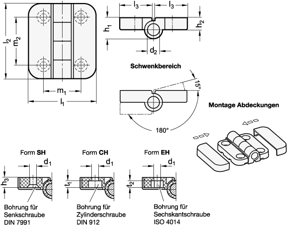 Scharniere GN 122.2 Skizze