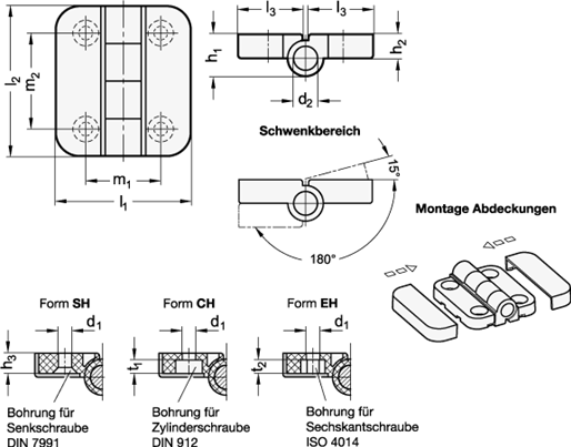 Scharniere GN 122.2 Skizze