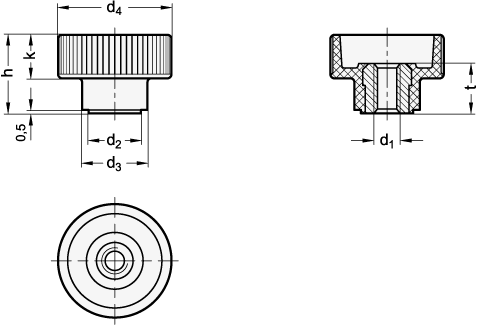 Knurled Nuts plastic GN 420 sketch