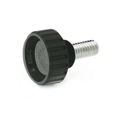 Knurled Screws threaded stud steel  zinc plated GN 591