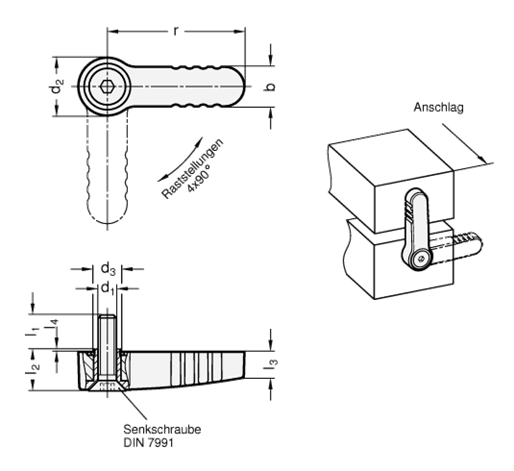 Anschlagriegel GN 720 Skizze