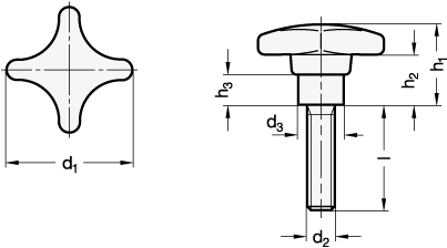 Kreuzgriffschrauben Edelstahl Gewindestift GN 6335.5 Skizze