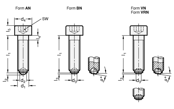 Edelstahl Kugelspannschrauben GN 606 Skizze