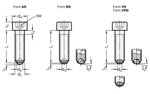 Edelstahl Kugelspannschrauben GN 606 Skizze