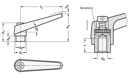Adjustable Hand Levers GN 101 sketch