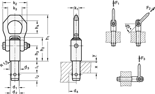 Stainless Steel Lifting Pins GN 1130 sketch