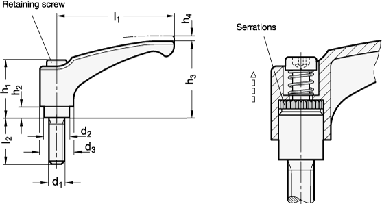 Adjustable Hand Levers GN 602.1 sketch