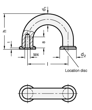 Stainless Steel Finger Handles GN 224.5 sketch