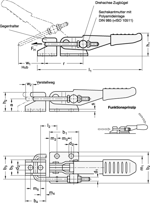 Edelstahl Verschlussspanner GN 851 Skizze