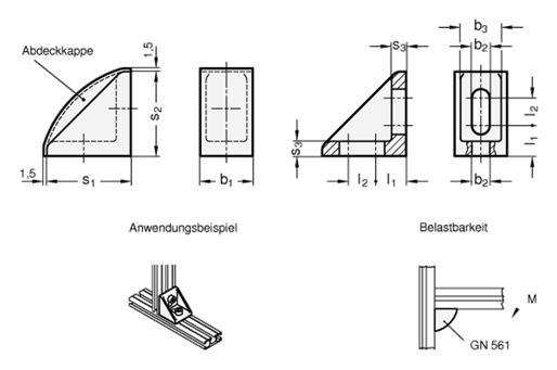 Befestigungswinkel GN 561 Skizze