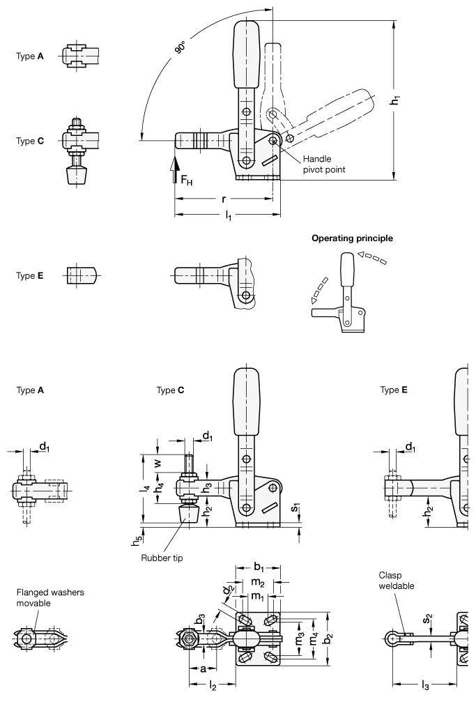 Toggle Clamps Steel  zinc plated GN 810 sketch