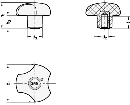 Three Lobed Knobs GN 5342 sketch