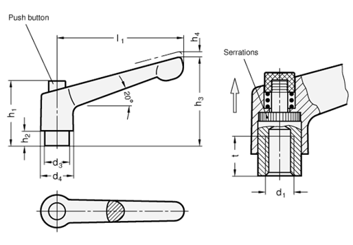 Adjustable Hand Levers GN 303.1 sketch