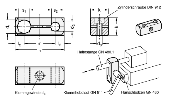 Parallel Klemmhalter GN 474.1 Skizze