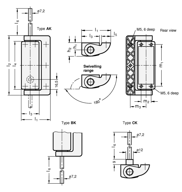 Hinges with Safety Switch with Connector Cable GN 139.1 sketch