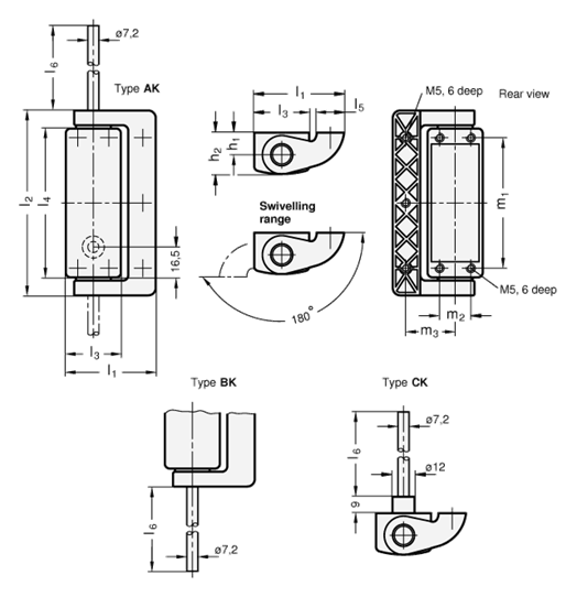 Hinges with Safety Switch with Connector Cable GN 139.1 sketch