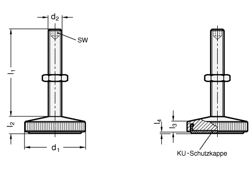 Edelstahl Stellfuesse GN 339 Skizze