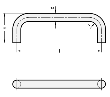 Buegelgriffe Stahl  brueniert GN 425.3 Skizze