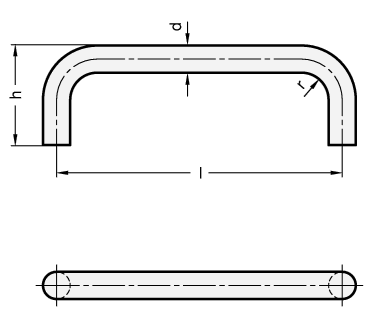 Buegelgriffe Stahl  brueniert GN 425.3 Skizze