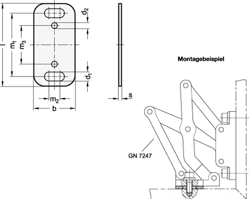 Edelstahl Distanzplatten GN 7247.2 Skizze