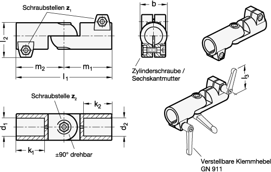 Gelenk Klemmverbinder GN 286 Skizze