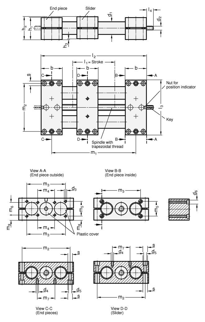Double Tube Linear Actuators GN 491 sketch