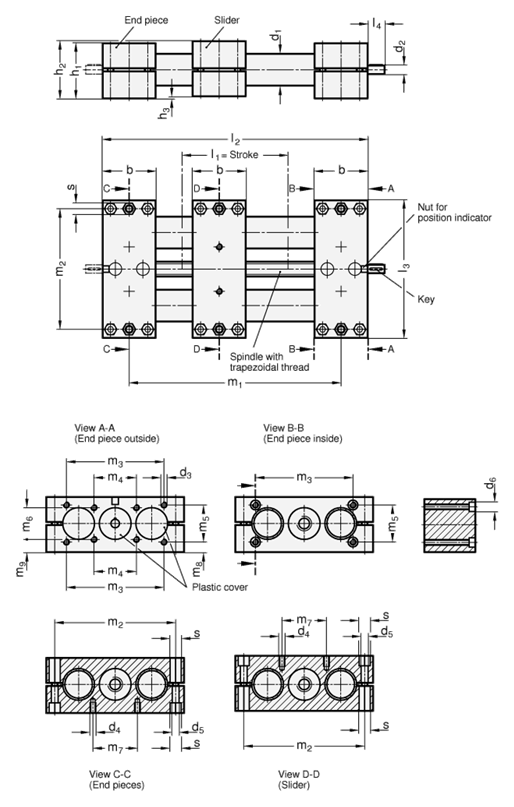 Double Tube Linear Actuators GN 491 sketch
