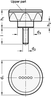 Star Knobs with Threaded Stud threaded stud steel  zinc plated GN 636.4 sketch