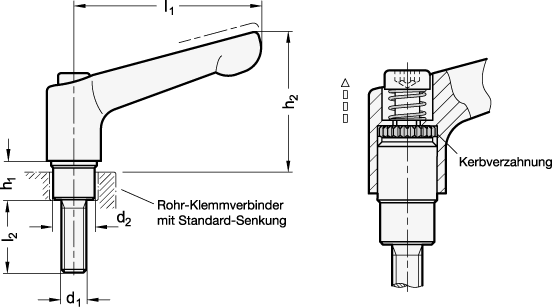 Verstellbare Klemmhebel GN 911 Skizze