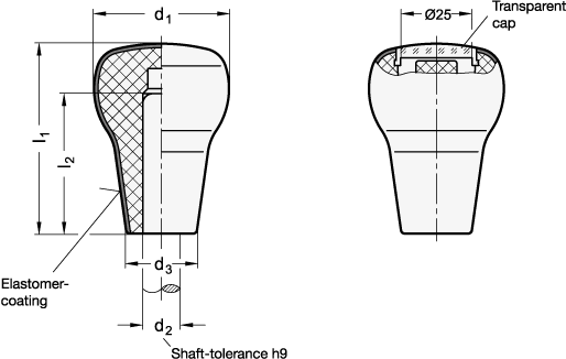 Softline Mushroom Shaped Handles also used for positioning symbol GN 718.1 sketch