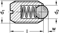 Federnde Druckstuecke Stahl  Edelstahl GN 615 Skizze