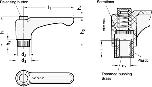 Flat Adjustable Hand Levers GN 600 sketch