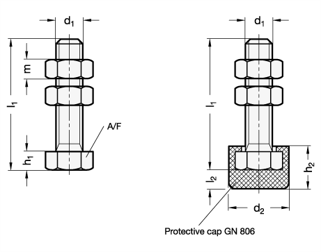 Clamping Screws Steel  zinc plated GN 807 sketch