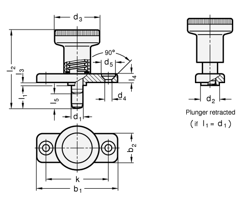 Indexing Plungers plunger pin steel GN 608 sketch