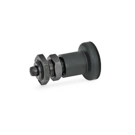 Indexing Plungers steel  blackened  knob plastic  black GN 607.1