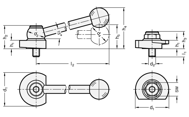 Edelstahl Spannriegel GN 918.7 Skizze