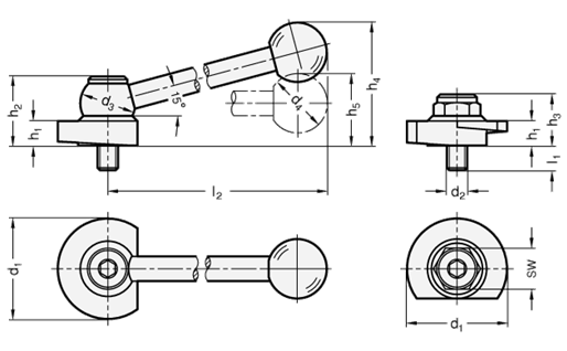 Edelstahl Spannriegel GN 918.7 Skizze